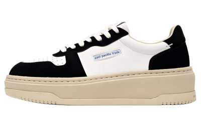East Pacific Trade Leather Low top Skateboard Shoes Unisex Black