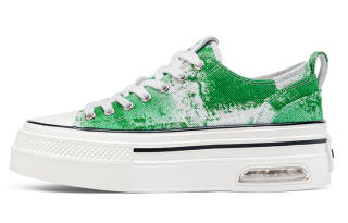 HART DAVIS A.C. Lows Green Denim Stylish Skateboarding Shoes Women's White Green