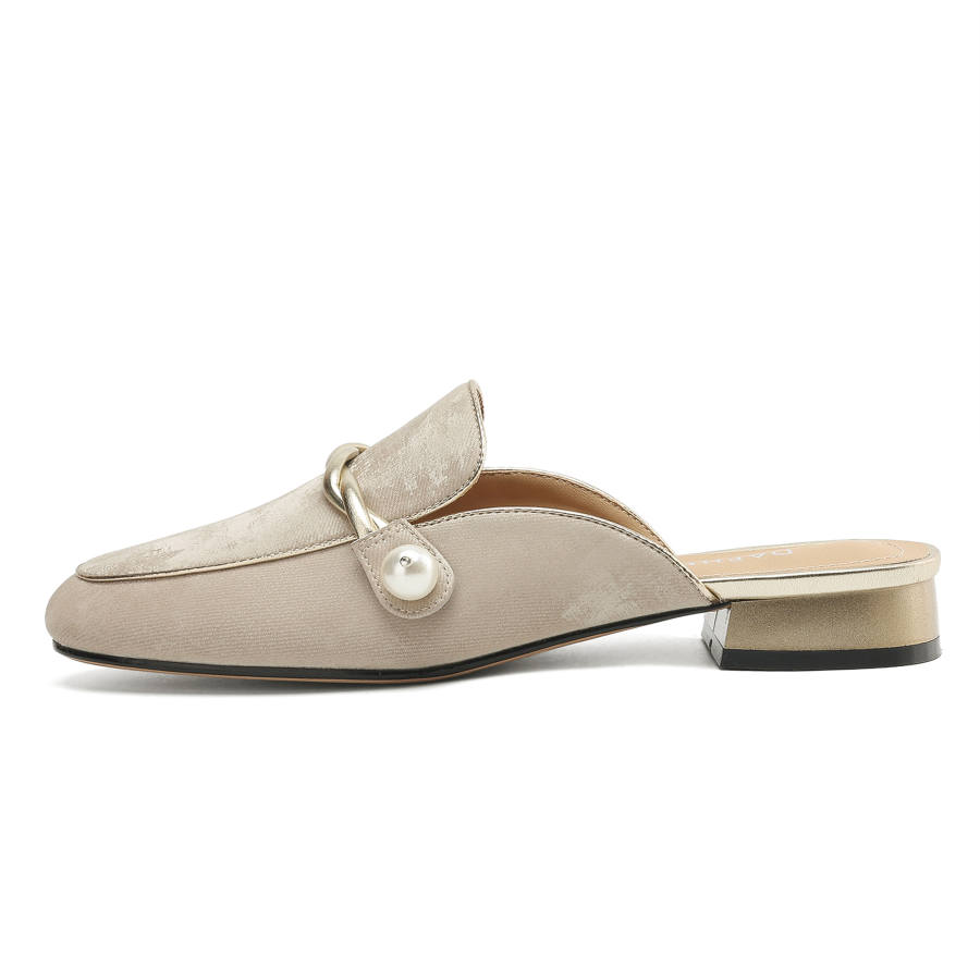 DAPHNE DAPHNE Woven Quiet Closed Toe Slippers Women's Apricot