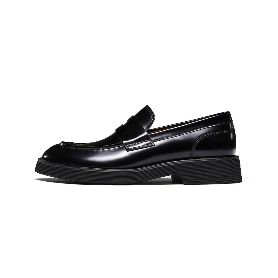 TRUFFAUT Platform Height Increasing Leather Shoes Top Grain Cow Leather Loafers Men's Black