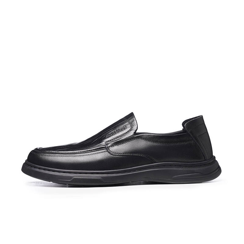 LAORENTOU Cow Leather Casual Shoes Men's Black
