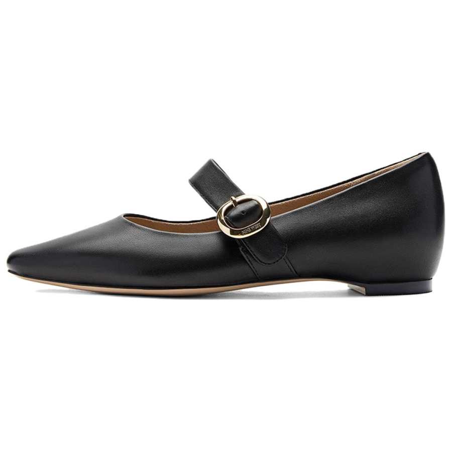 NINE WEST Sheepskin Flat Mary Jane Shoes 1CM Women's Black