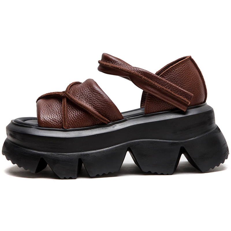 JIEZHOU Top Grain Cow Leather Roman Sandals 6.5cm Women's