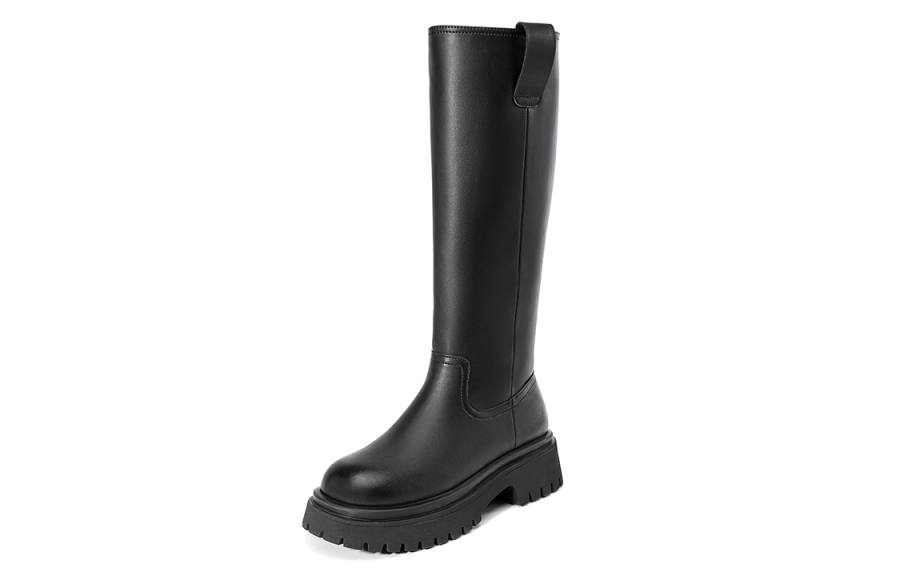 EBLAN Synthetic Leather, Fleece Lined Minimalist Style, Comfortable, Slimming, Versatile Knee high Boots Women's