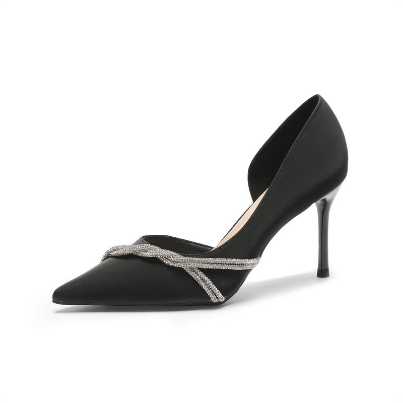 Qiandongmeili Leather Slim Heel High Heels 8cm Women's