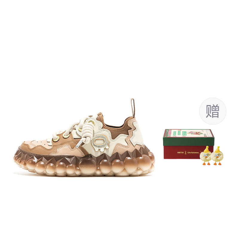 OETZI Melting Ice Collection Casual Shoes Unisex Low Top Brown & Khaki