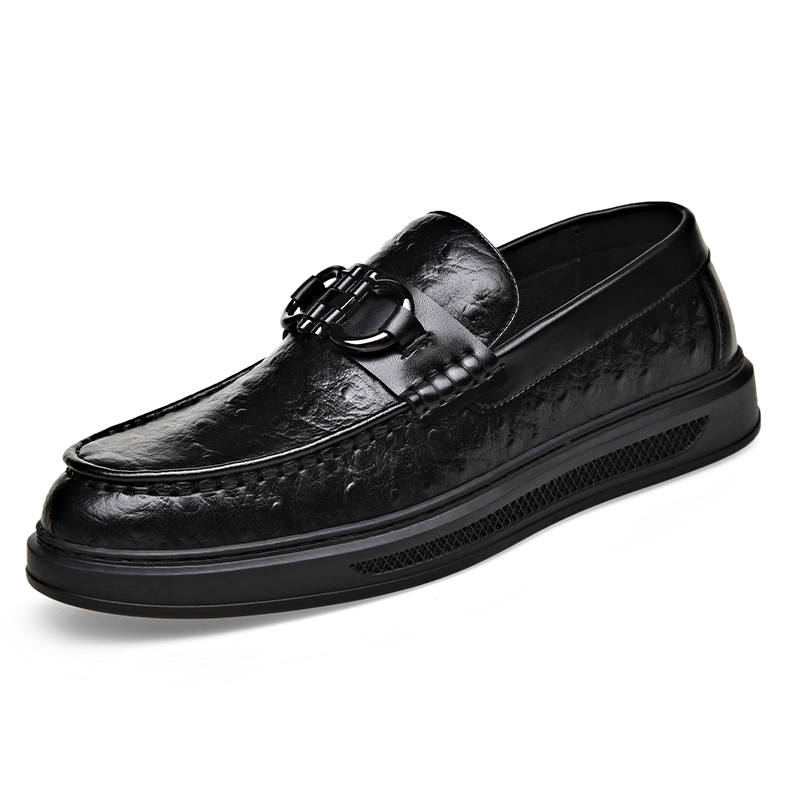KACHILANG Cow Split Leather Casual Shoes Men's Black