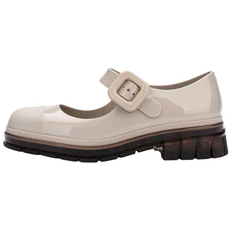 MELISSA June PVC Chunky Heel Mary Jane Shoes Women's Beige