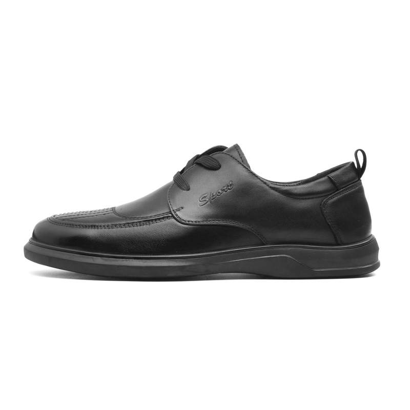 XIAOTOULANG Top Grain Cow Leather Casual Shoes Men's Black