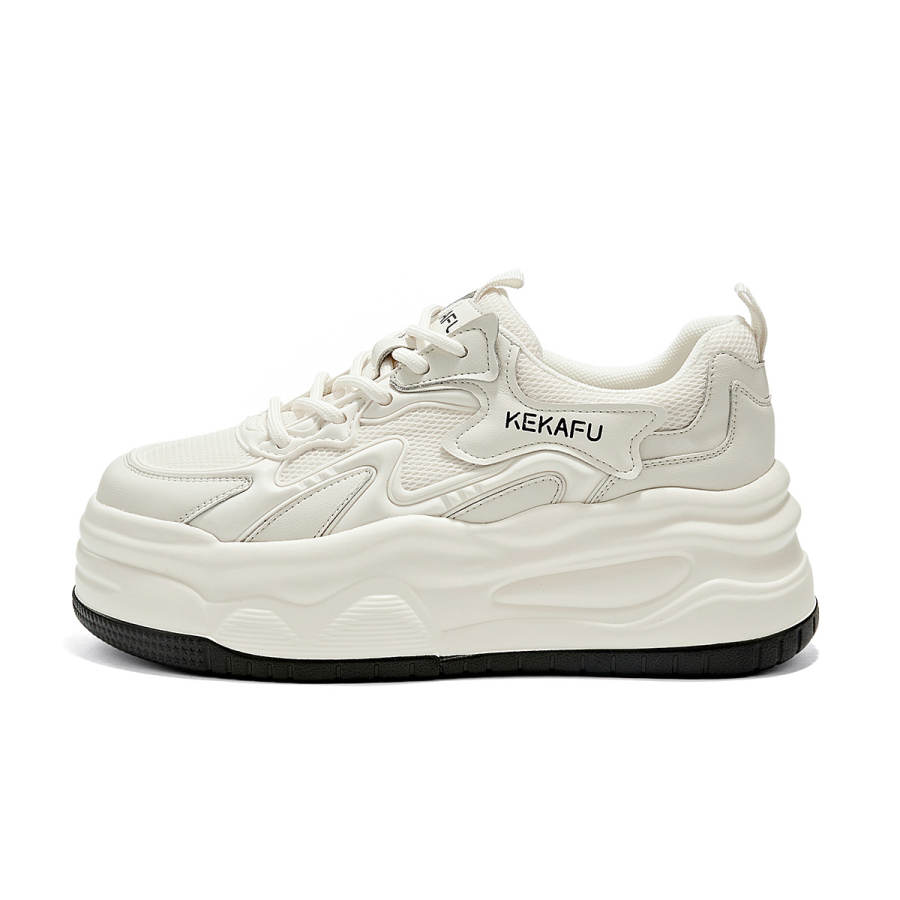KEKAFU Slip Resistant, Abrasion Resistant, Breathable, Height Increasing Low top Chunky Sneakers Women's