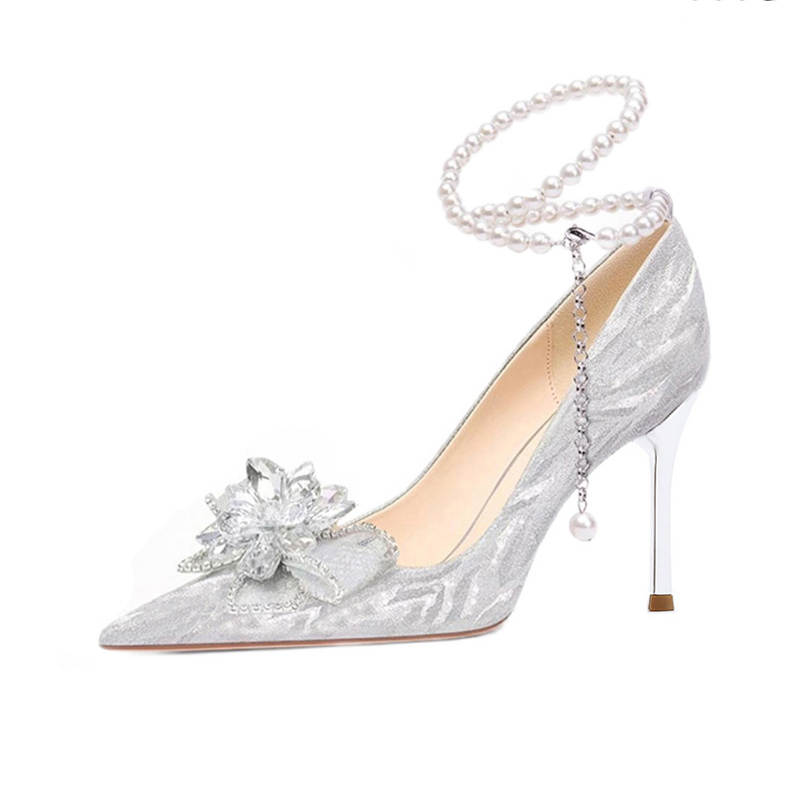 Ainer-cat Ainer cat Confessions Collection Slim Heel High Heels 8cm Women's Silver
