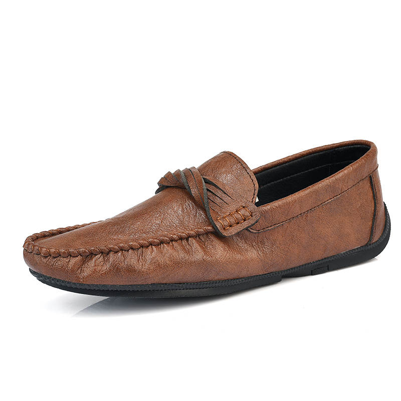 YINGLUNQISHI Cow Split Leather Casual Shoes Men's Brown