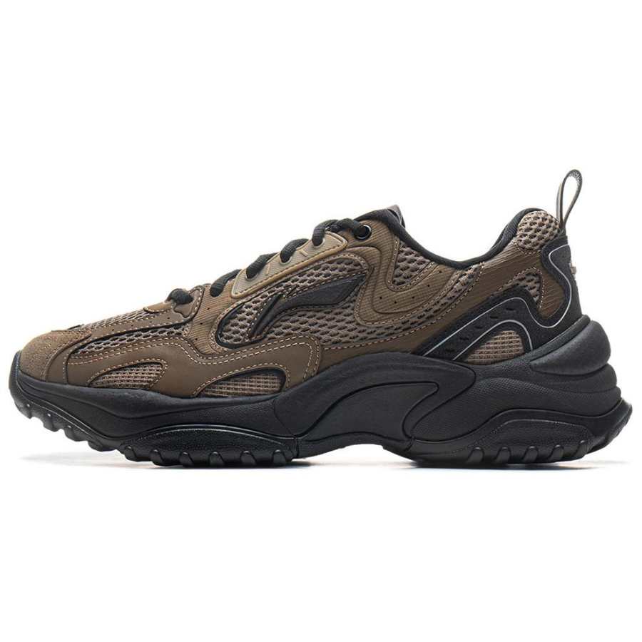 Li-Ning Li Ning Flat V2 Slip Resistant, Abrasion Resistant, Breathable Low top Casual Shoes Men's Tan Black