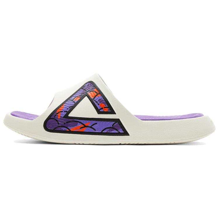 PEAK Taichi National Innovation Slip Resistant Abrasion Resistant Cushioning Slide Slippers Men's White Purple