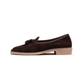 TRUFFAUT Fringe Breathable Soft Sole Slip on Cow Suede Loafers Men's