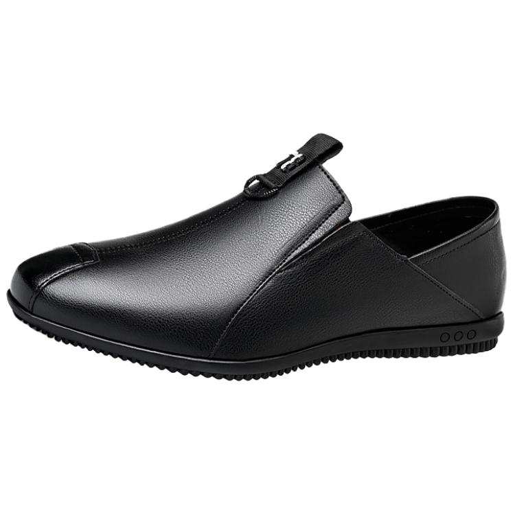 CKVUSAMG Casual Leather Shoes Men's Low Top Black/White