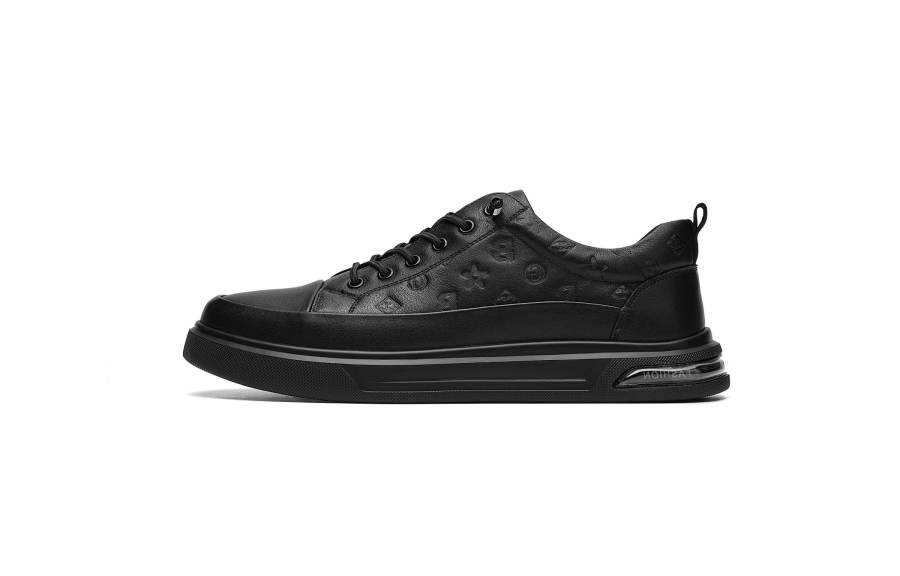 AOKANG Cow Leather Low top Skateboard Shoes Men's Black