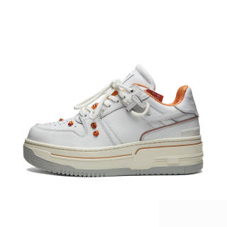 WHITE SANDS Microfiber Leather Abrasion Resistant Abrasion Resistant Low top Skateboard Shoes Men's White