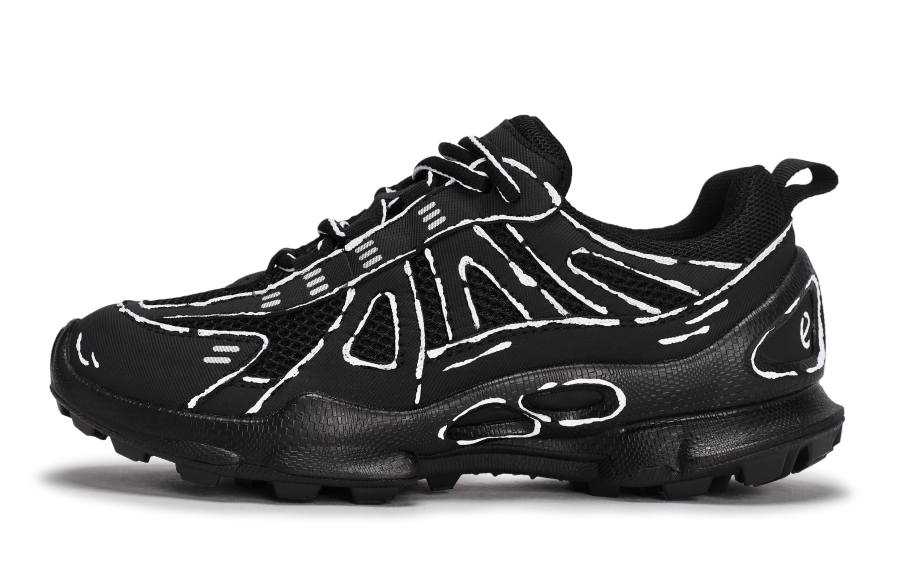 Ecco Biom C Trail Walking Planet, Twisted Lines Slip Resistant Low top Casual Shoes Men's Black White