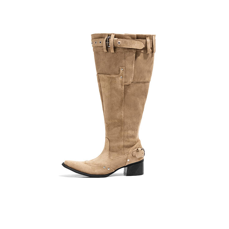 LAOMIAO Suede Knee high Boots 5CM Women's Apricot