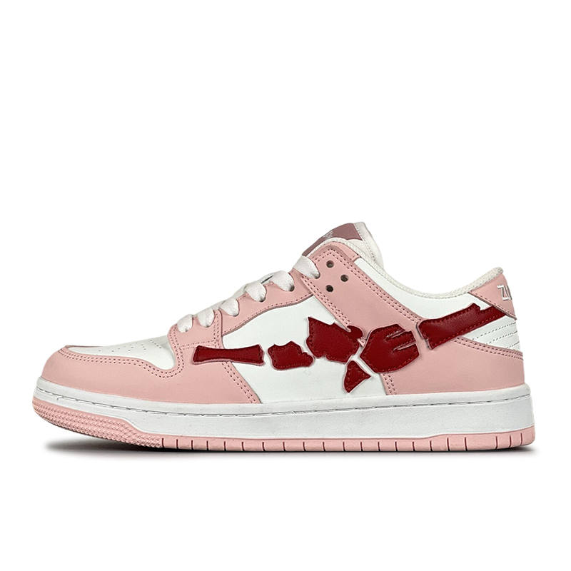 ZUIBANG Slip Resistant Abrasion Resistant Slip Resistant Abrasion Resistant Low top Skateboard Shoes Women's White Pink