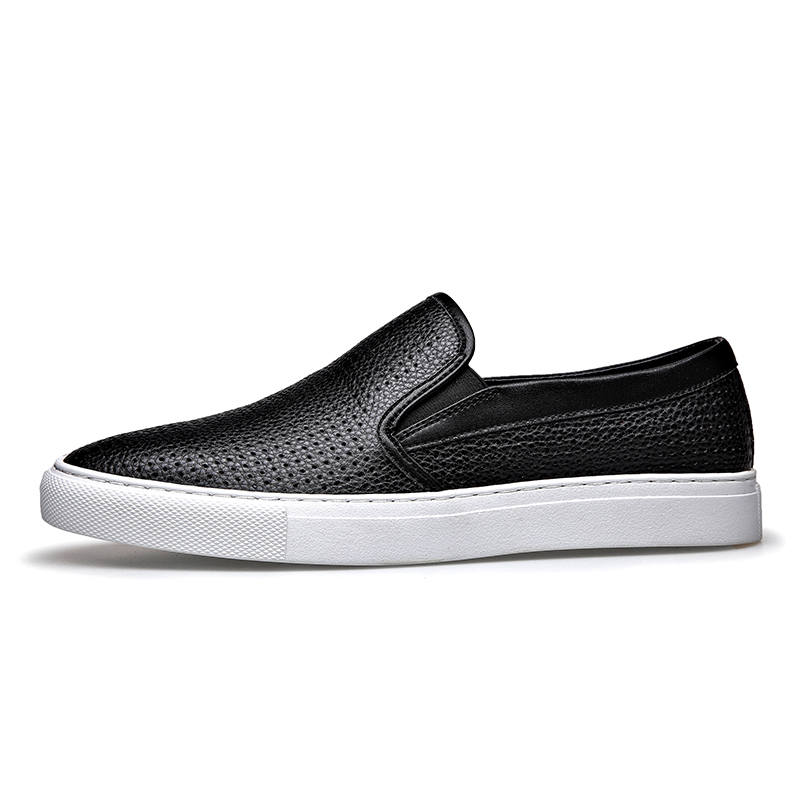LUOMENG LUOMENG Casual Leather Shoes Men's Low Top Black, White