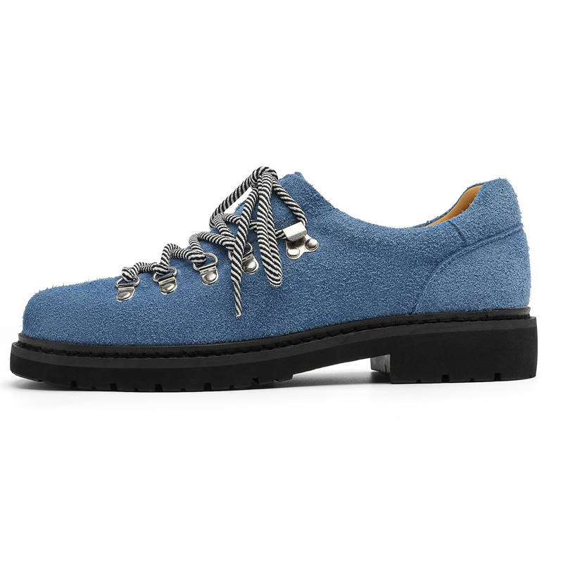 WEISHIBANGWEI Cow Suede Height Increasing Height Increasing Low top Casual Shoes Men's Long Fleece Blue