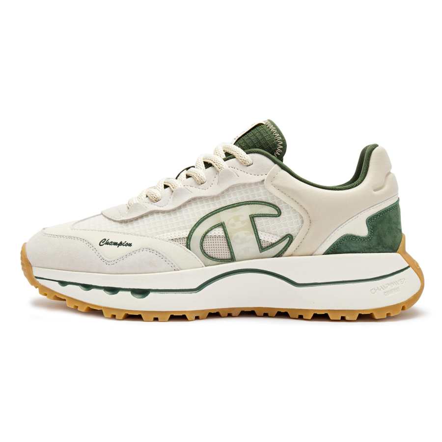 Champion Textile, Synthetic Leather Slip Resistant Abrasion Resistant Low top Running Shoes Women's Beige Green