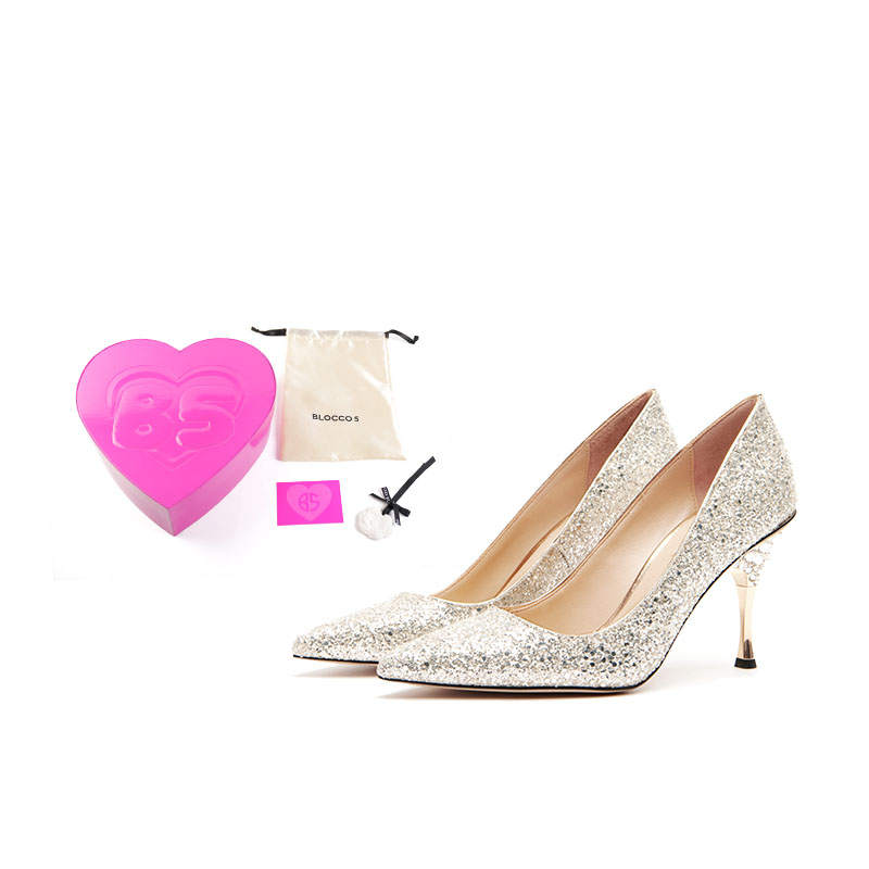 BLOCCO5 Light Of The Future Spring Summer Elegant Wedding Shoes Slim Heel Pointed Toe High Heels 8.5cm Women's