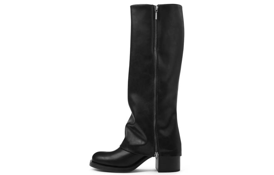 CHARLES&KEITH Small Charles & Keith Gothic Style Pu Knee high Boots 7.1cm Women's Black/Dark Brown Dark Brown