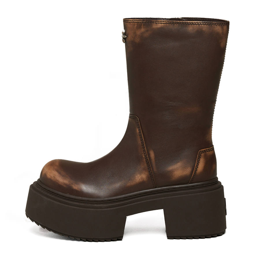 SMFK Compass Ankle Boots Women's Wild Horse Brown Handcrafted Polished
