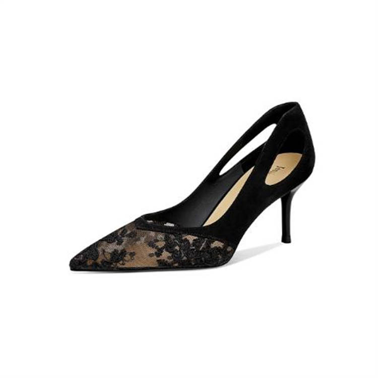 JESSICA SOPHIA Mesh Slim Heel High Heels 6.5cm Women's Black
