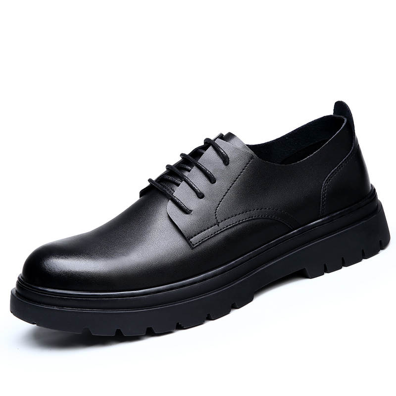CAOZE Casual Leather Shoes Men's Low Top Black Brown