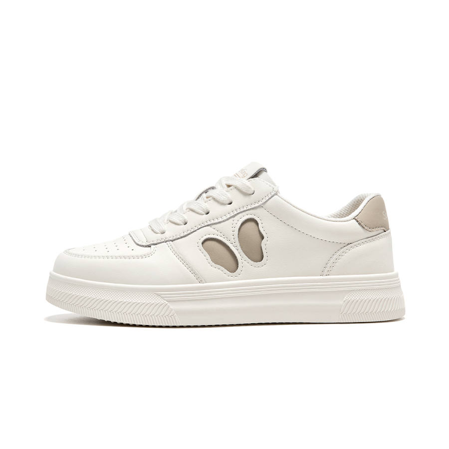 Spider King Cow Split Leather Slip Resistant Low top Skateboard Shoes Women's Ecru