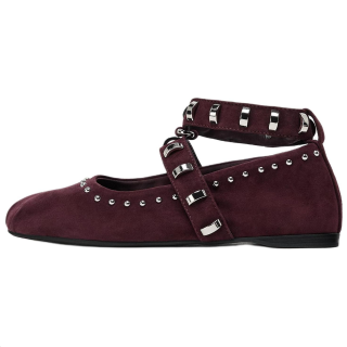 ZARA Sheepskin Casual Shoes Women's Dark Red Color
