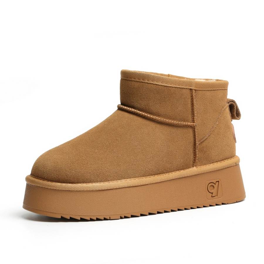 GIGIRYO Cow Suede Thermal Height Increasing Thermal Height Increasing 11cm Snow Boots 5cm Women's