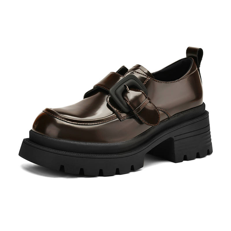 JOSINY British Style, Maillard Style, Versatile, Deep Cut, Unlined Shoes Loafers Heel Height 6.7cm Women's Brown
