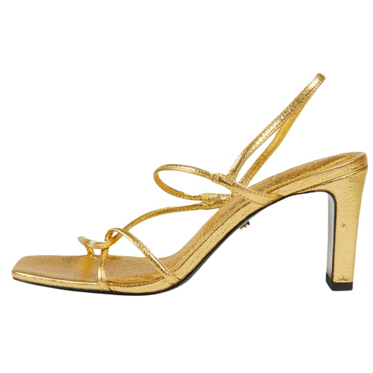 Sandro Sandro Cow Leather One Strap Sandals 8cm Women's Gold