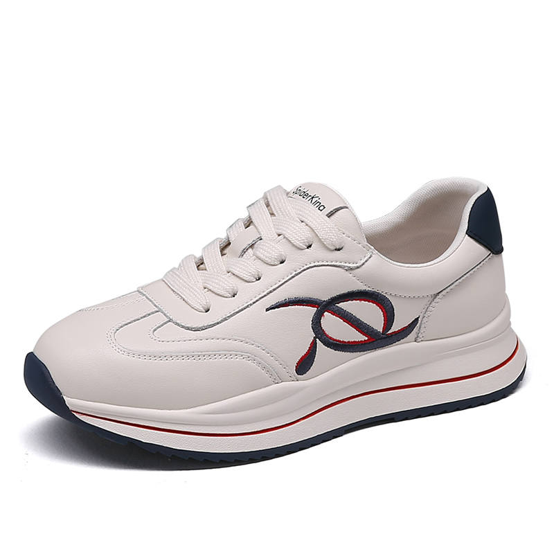 Spider King Cow Split Leather Abrasion Resistant Low top Casual Shoes Women's White Blue