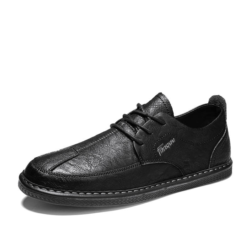 SENGUIBUCK Casual Leather Shoes Men's Low Top Apricot