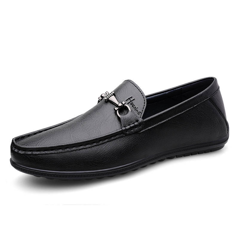 HAOXING HAOXING Cow Split Leather Casual Shoes Men's Black