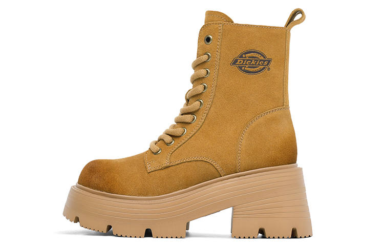 Dickies British Fashion Comfortable And Versatile Short Mid Calf Combat Boots 6cm Women's Earth Yellow