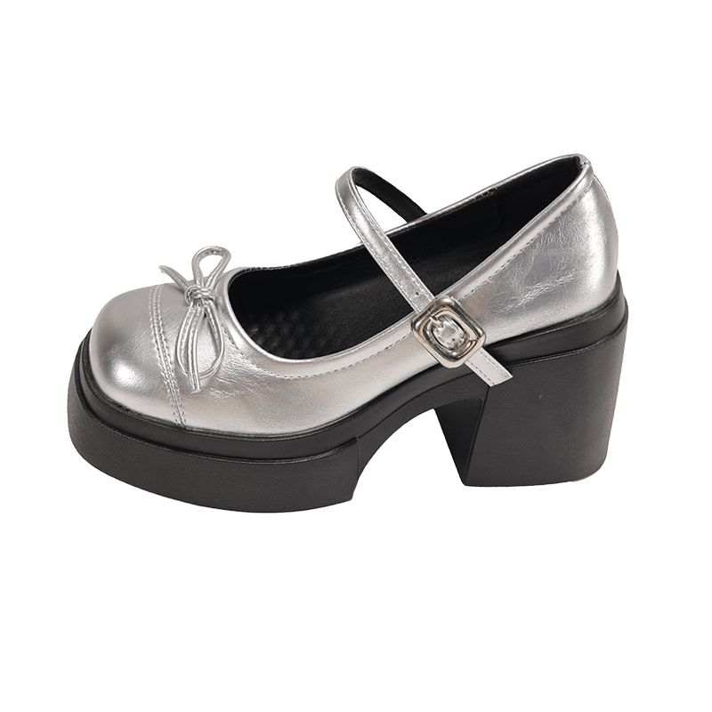 YOUAISHA Microfiber Leather Chunky Heel Mary Jane Shoes Women's