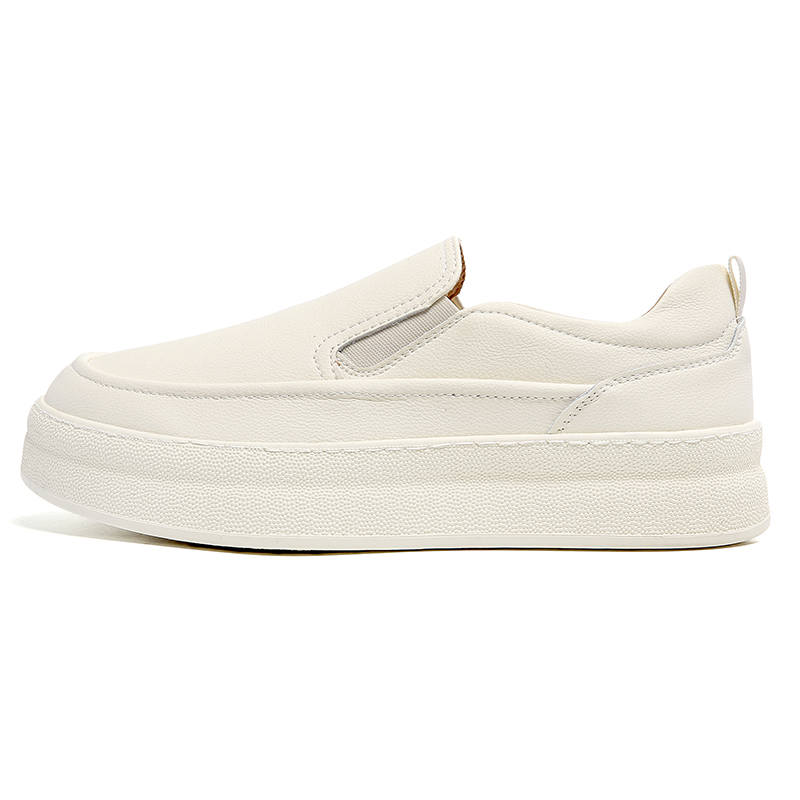KACHILANG Cow Split Leather Low top Skateboard Shoes Men's White