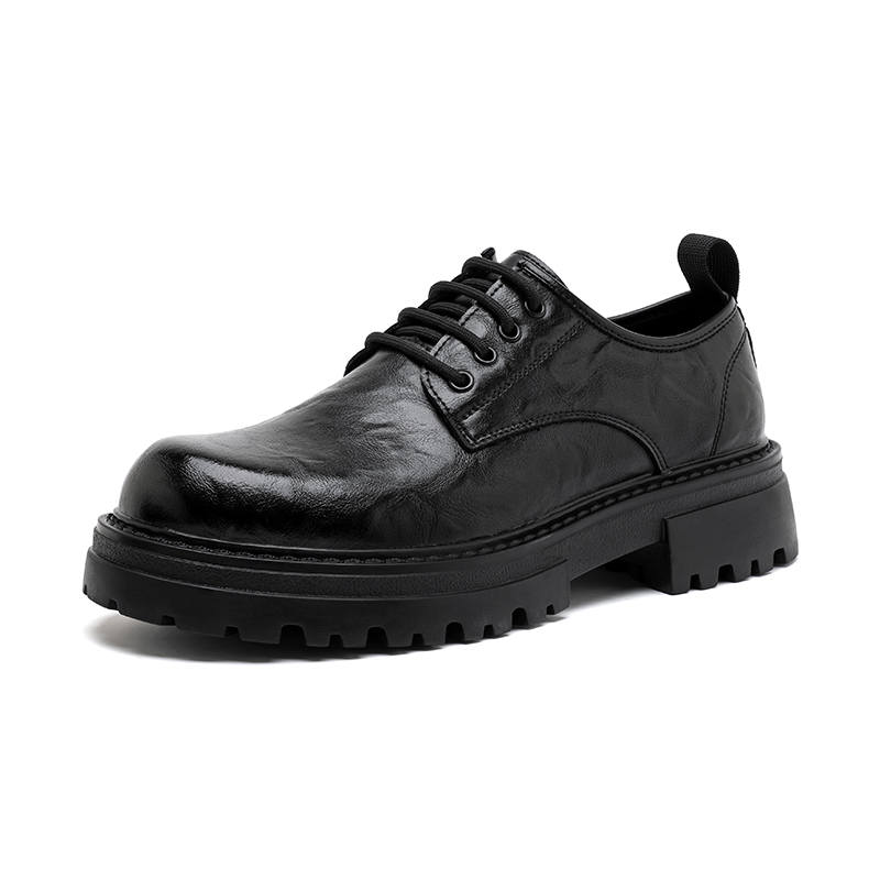 KAQIAODI Casual Leather Shoes Men's Low Top Black