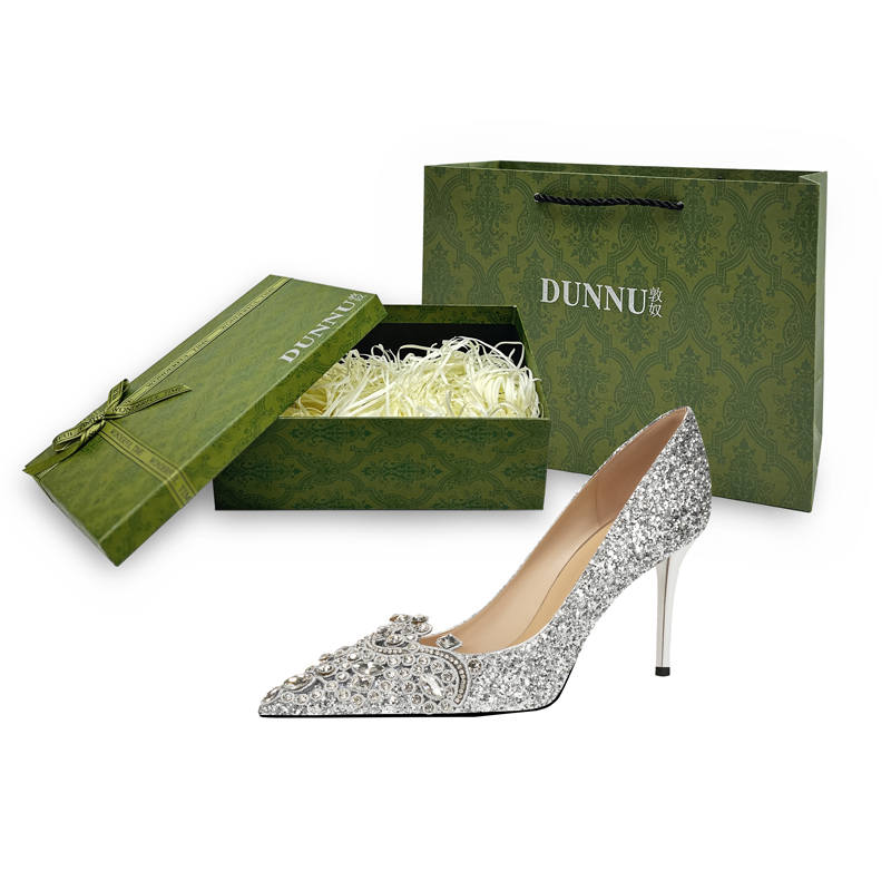 DUNNU Leather Slim Heel High Heels 8cm Women's Box Included