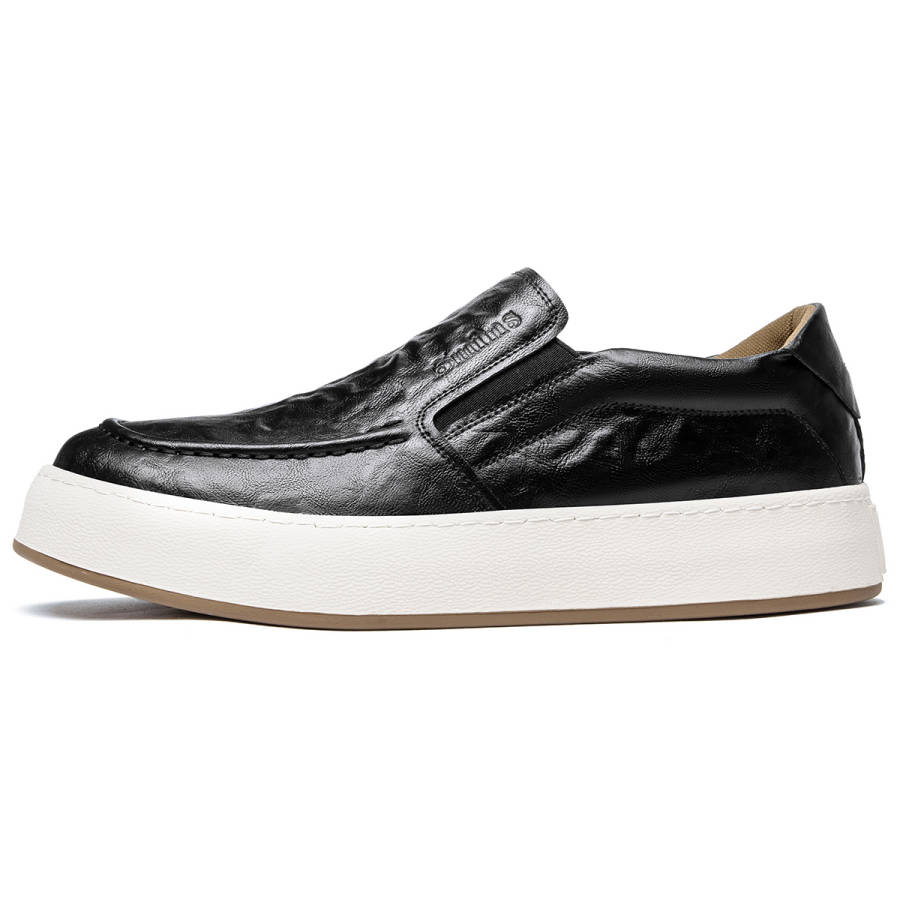 15 MINS Cow Split Leather Men's Casual Shoes Men's Black