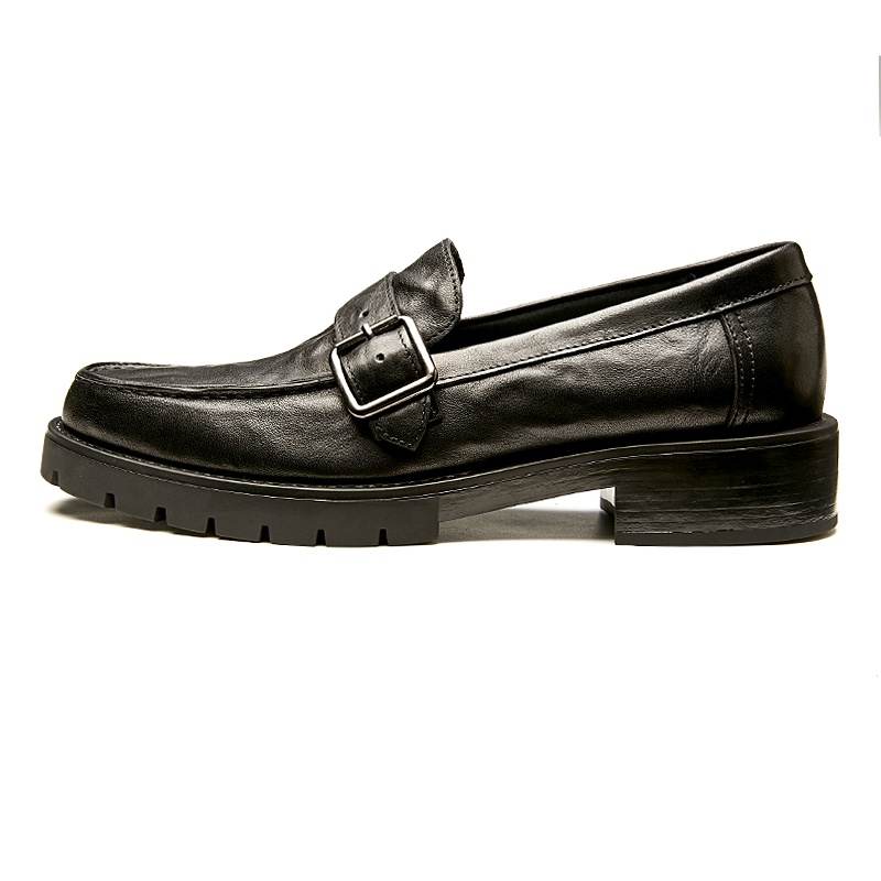 Brounvanm Top Grain Cow Leather Casual Shoes Men's Black