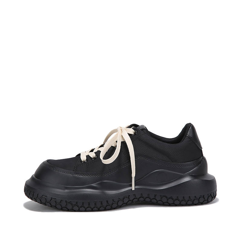 BELLALILY Cow Split Leather Low top Casual Shoes 3.5cm Women's Black
