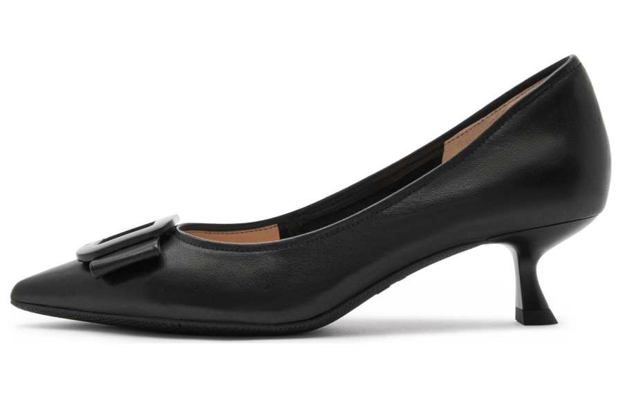 Staccato Cow Leather Flared Heel High Heels 5.5cm Women's